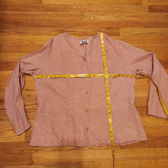 Flax Pink Linen Button Front Shirt Jacket Size Large - Picture 12 of 12